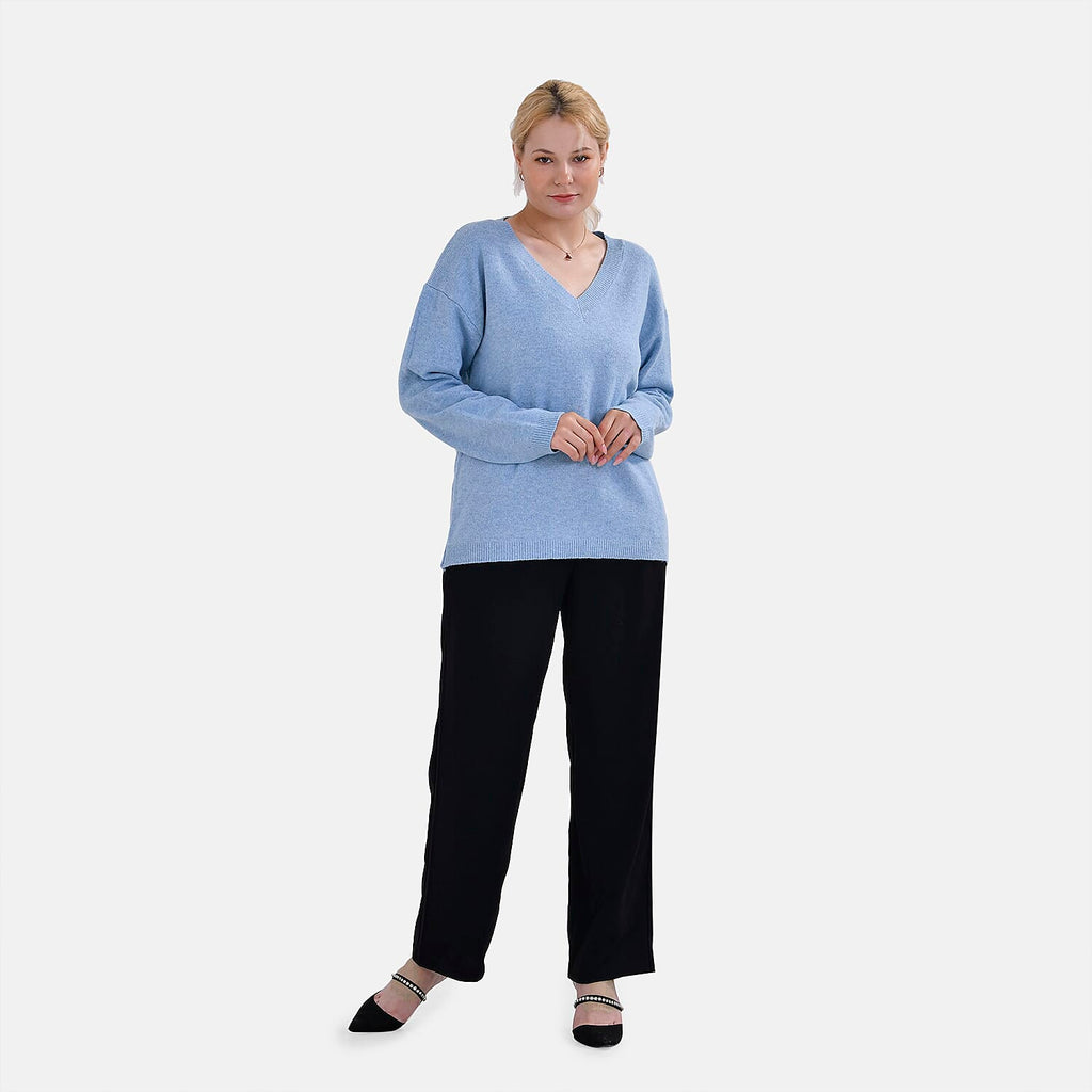 La Marey V-Neck Super Soft Jumper (Size L - 16  to 18) - Blue