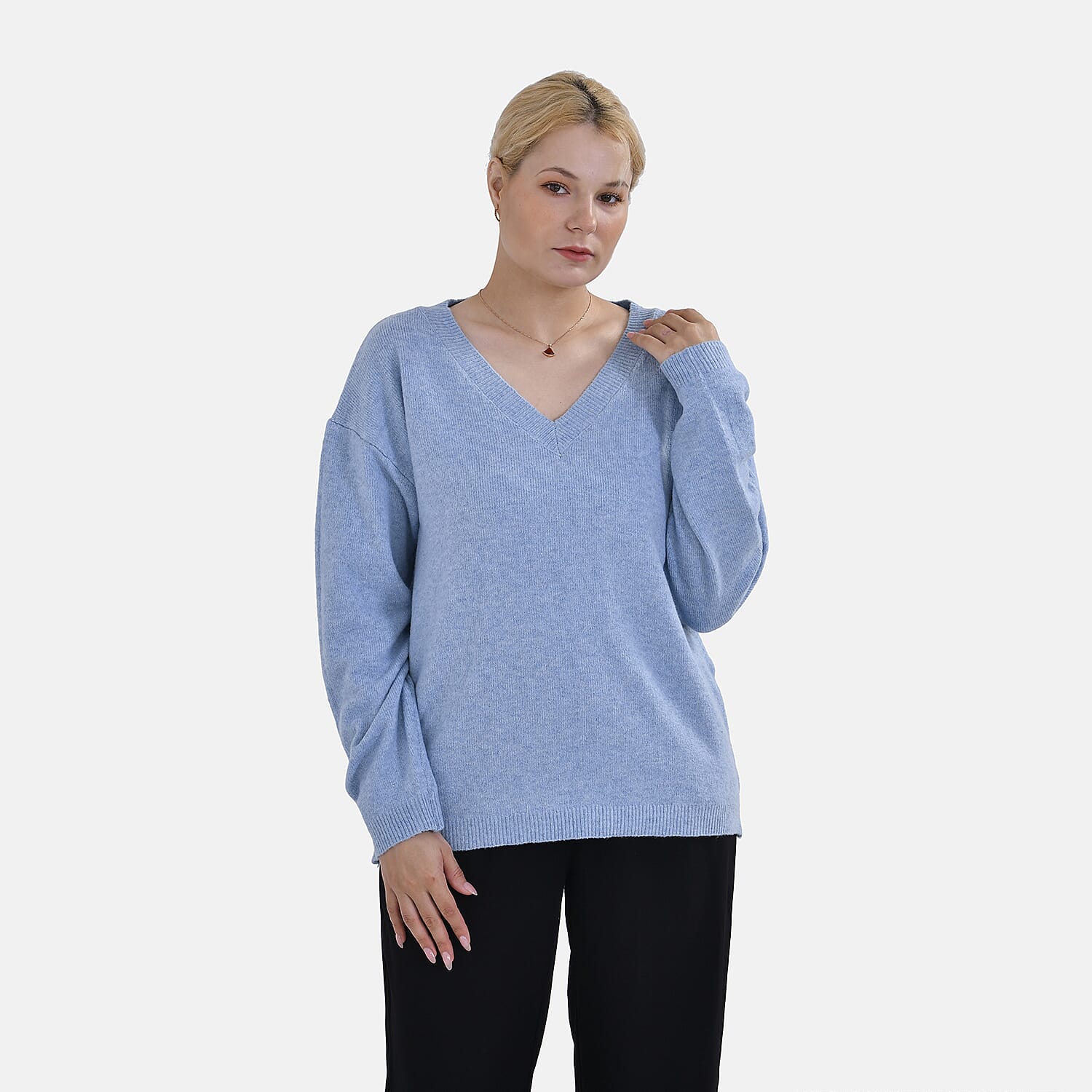La Marey V-Neck Super Soft Jumper (Size L - 16  to 18) - Blue