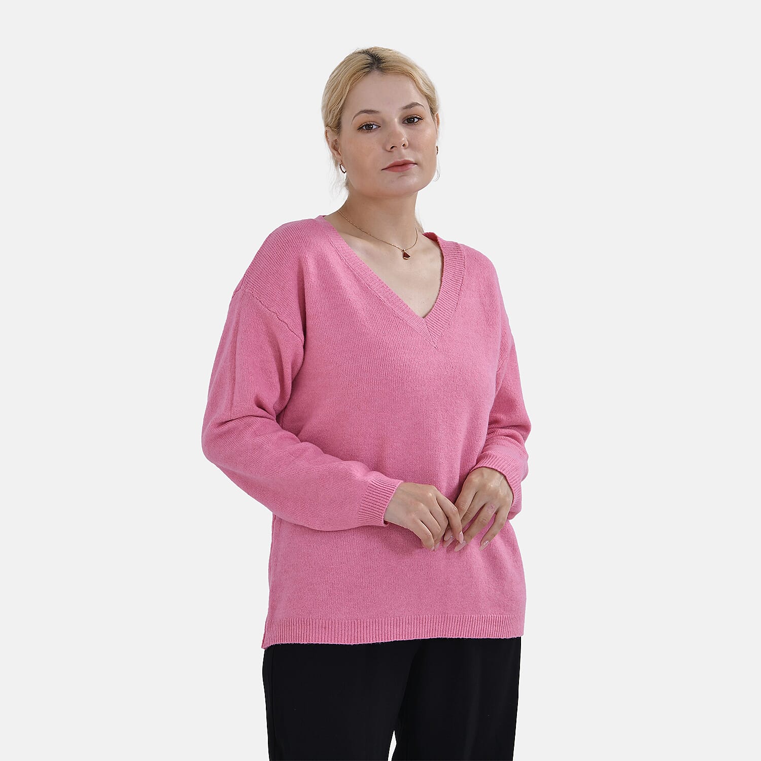 La Marey V-Neck Super Soft Jumper (Size XL - 20  to 22) - Pink