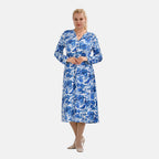 La Marey Jersey Tie Waist Floral Printed Maxi Dress (Size M) - Blue