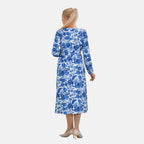 La Marey Jersey Tie Waist Floral Printed Maxi Dress (Size M) - Blue