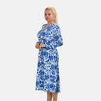 La Marey Jersey Tie Waist Floral Printed Maxi Dress (Size M) - Blue