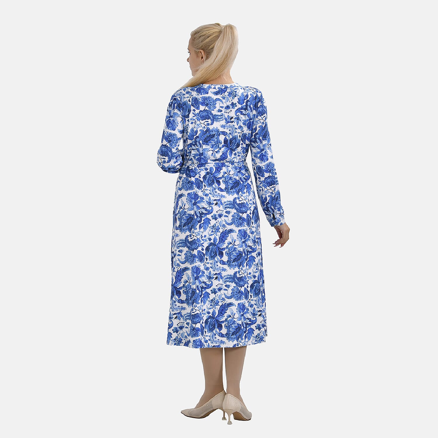 La Marey Jersey Tie Waist Floral Printed Maxi Dress (Size XXL) - Blue