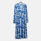 La Marey Jersey Tie Waist Floral Printed Maxi Dress (Size XXL) - Blue
