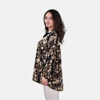 La Marey Leopard Pattern Button Down Top (Size S-M) - Gold with Black