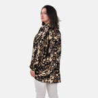 La Marey Leopard Pattern Button Down Top (Size S-M) - Gold with Black