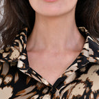 La Marey Leopard Pattern Button Down Top (Size S-M) - Gold with Black