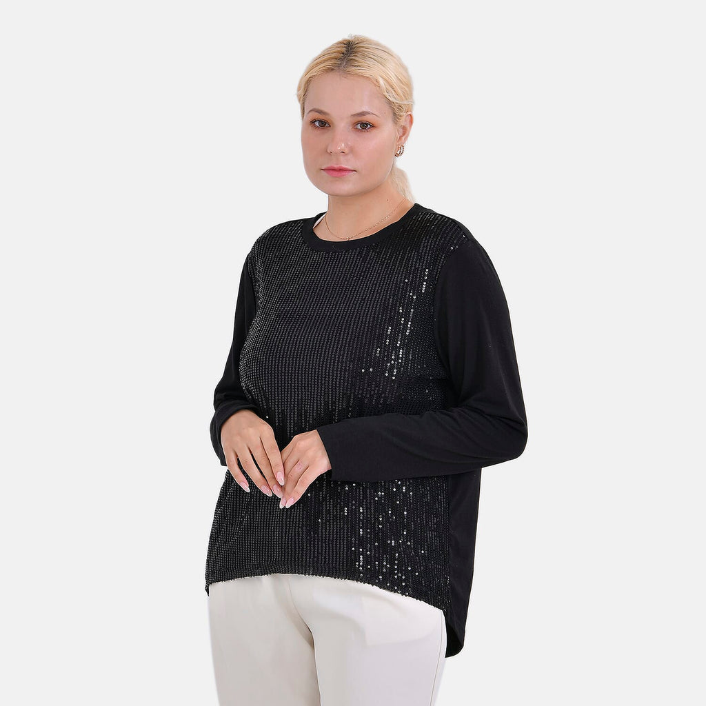 La Marey Sequin Top (Size L) - Black