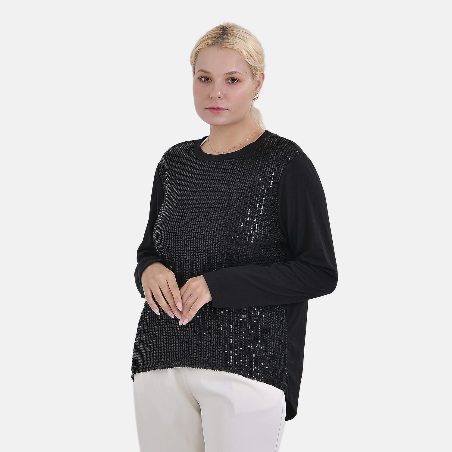 La Marey Sequin Top (Size XL) - Black