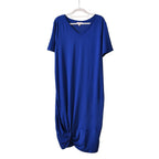 La Marey Jersey V-Neck One Piece Dress (Size L) - Blue
