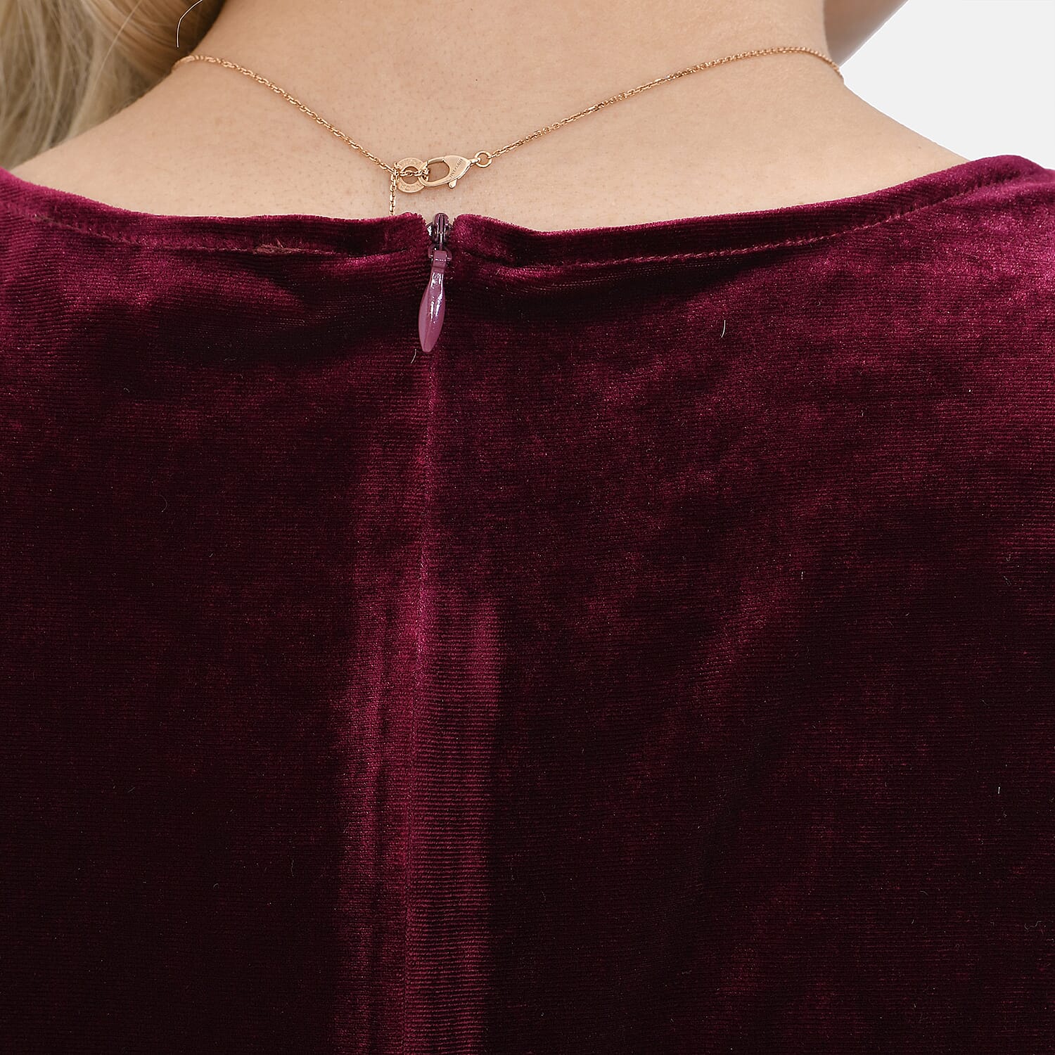 Tamsy Luxurious Velvet Midi Dress Color Size S- Burgundy