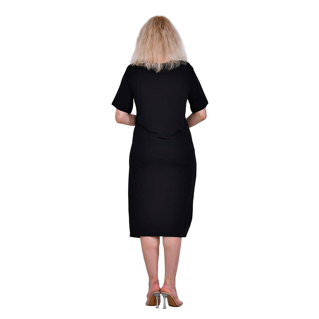 La Marey Jersey V-Neck One Piece Dress (Size XXL) - Black