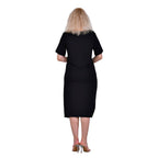 La Marey Jersey V-Neck One Piece Dress (Size XXL) - Black