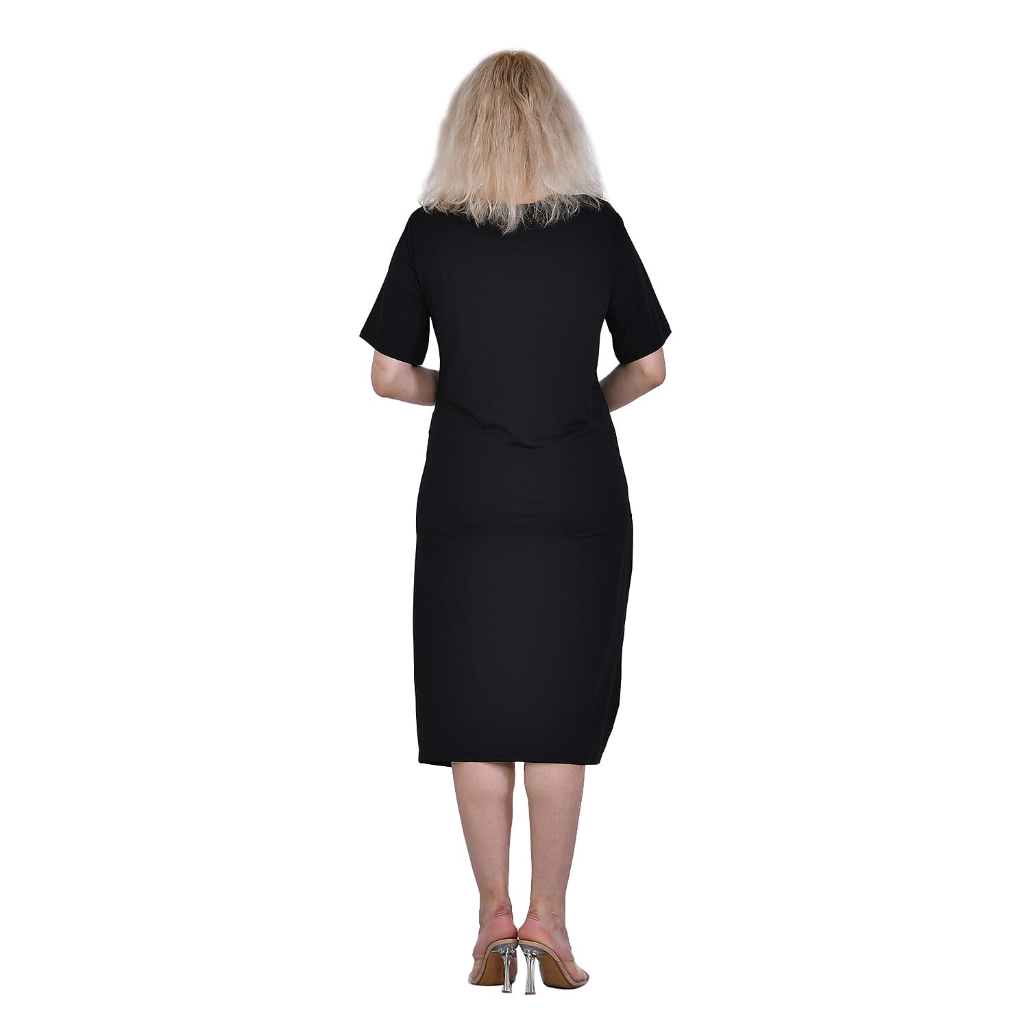 La Marey Jersey V-Neck One Piece Dress (Size XXL) - Black
