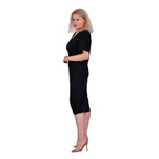 La Marey Jersey V-Neck One Piece Dress (Size XXL) - Black