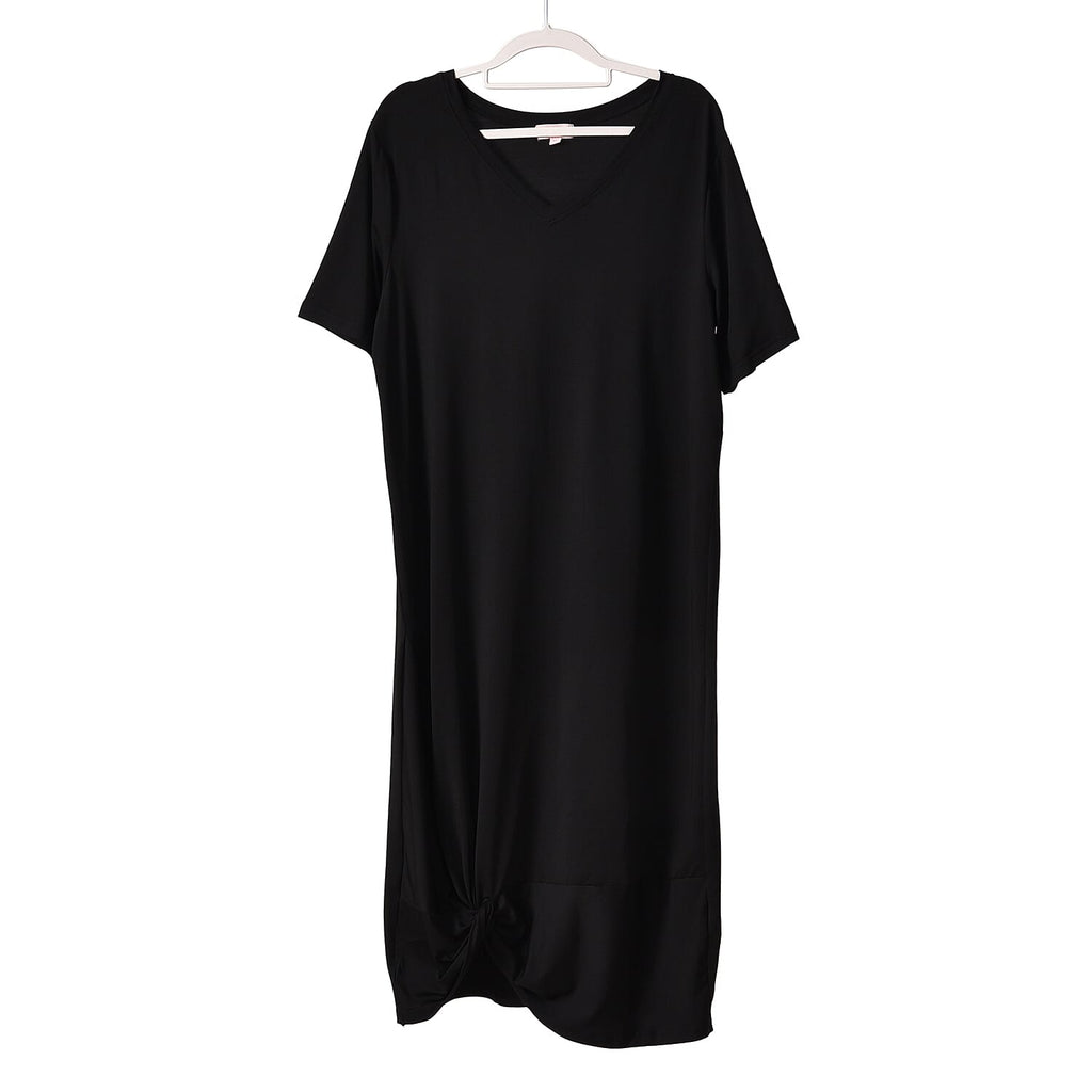 La Marey Jersey V-Neck One Piece Dress (Size XXL) - Black
