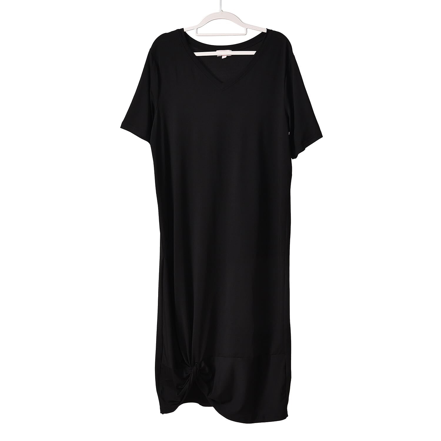 La Marey Jersey V-Neck One Piece Dress (Size XXL) - Black