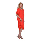 La Marey Jersey V-Neck One Piece Dress (Size XXL) - Red