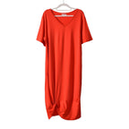 La Marey Jersey V-Neck One Piece Dress (Size XXL) - Red