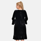 Tamsy Luxurious Velvet Midi Dress Color Size XXL - Black