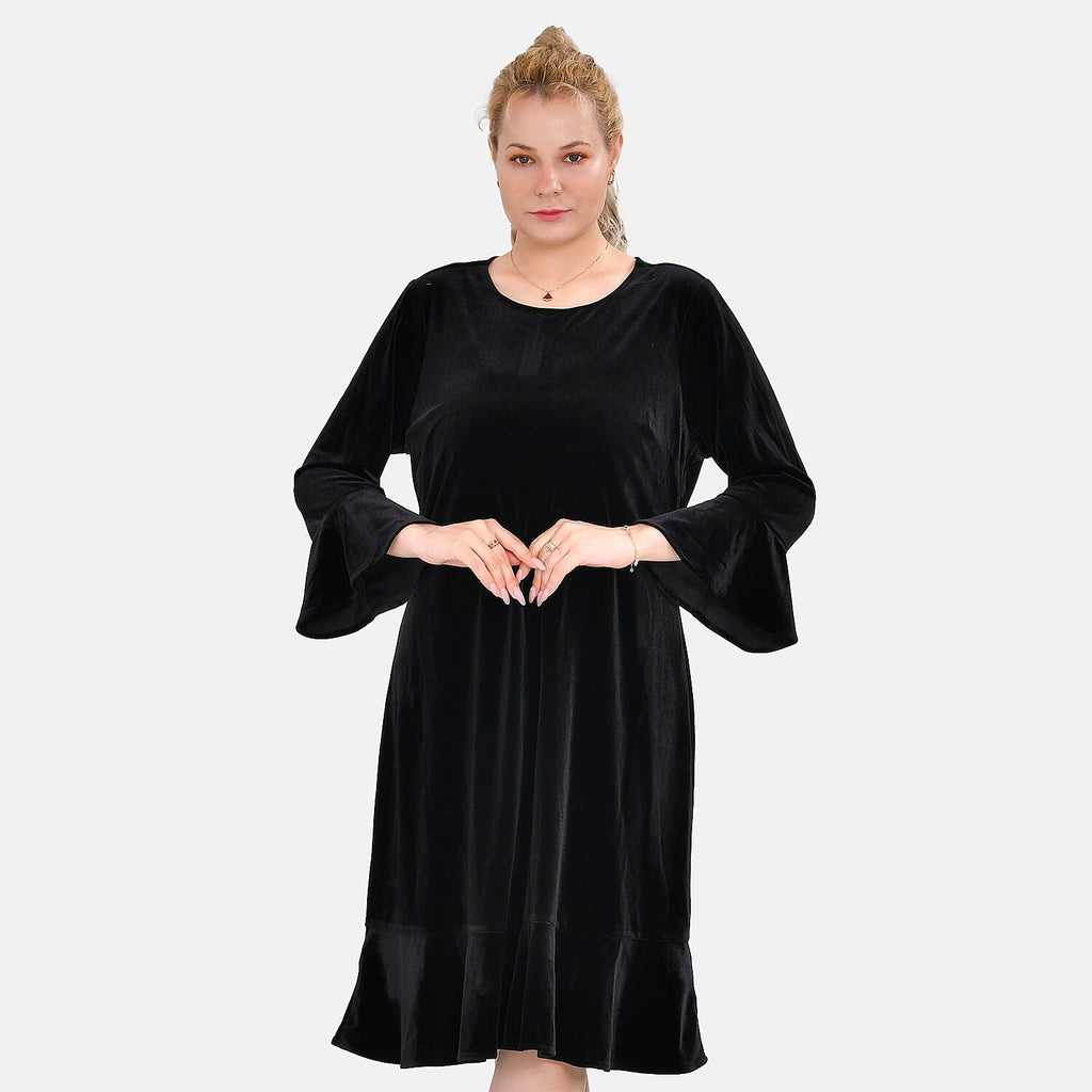 Tamsy Luxurious Velvet Midi Dress Color Size XXL - Black