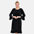 Tamsy Luxurious Velvet Midi Dress Color Size XXL - Black