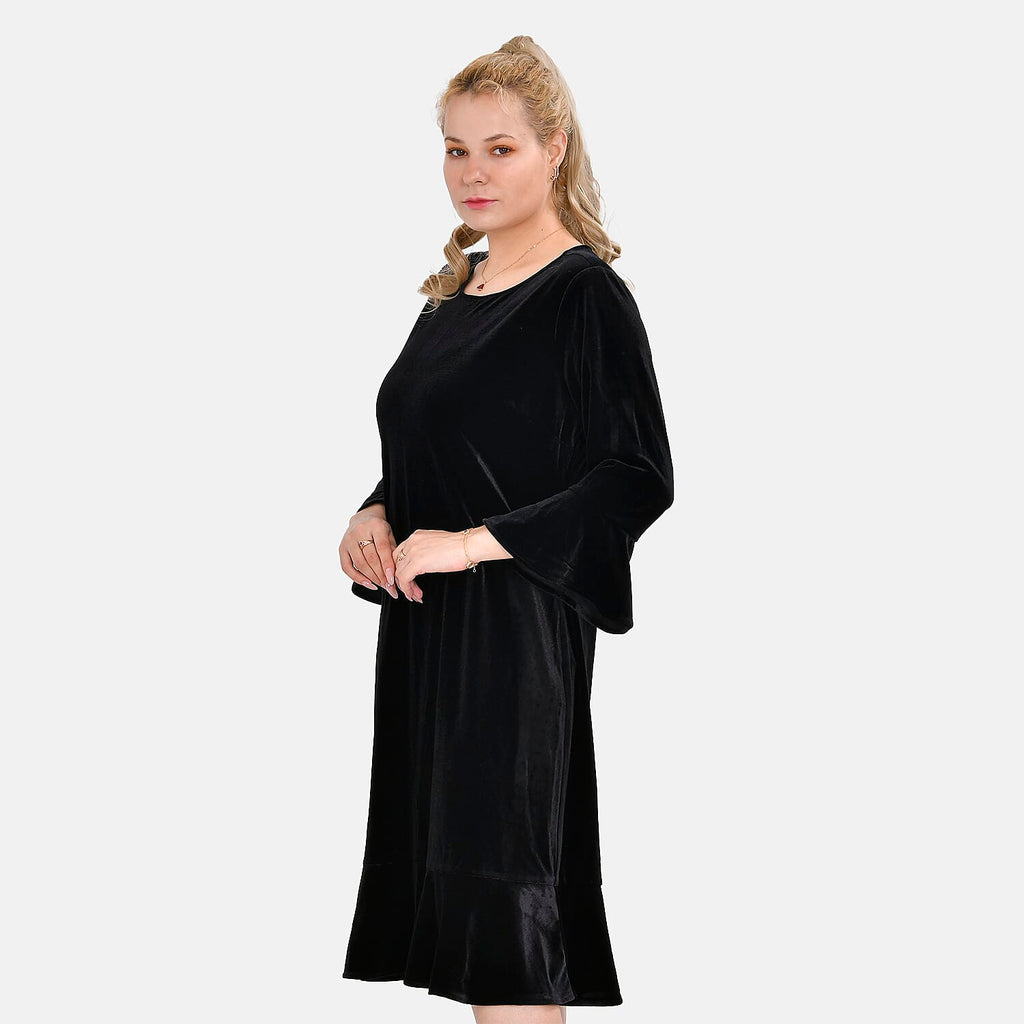 Tamsy Luxurious Velvet Midi Dress Color Size XXL - Black