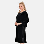 Tamsy Luxurious Velvet Midi Dress Color Size XXL - Black
