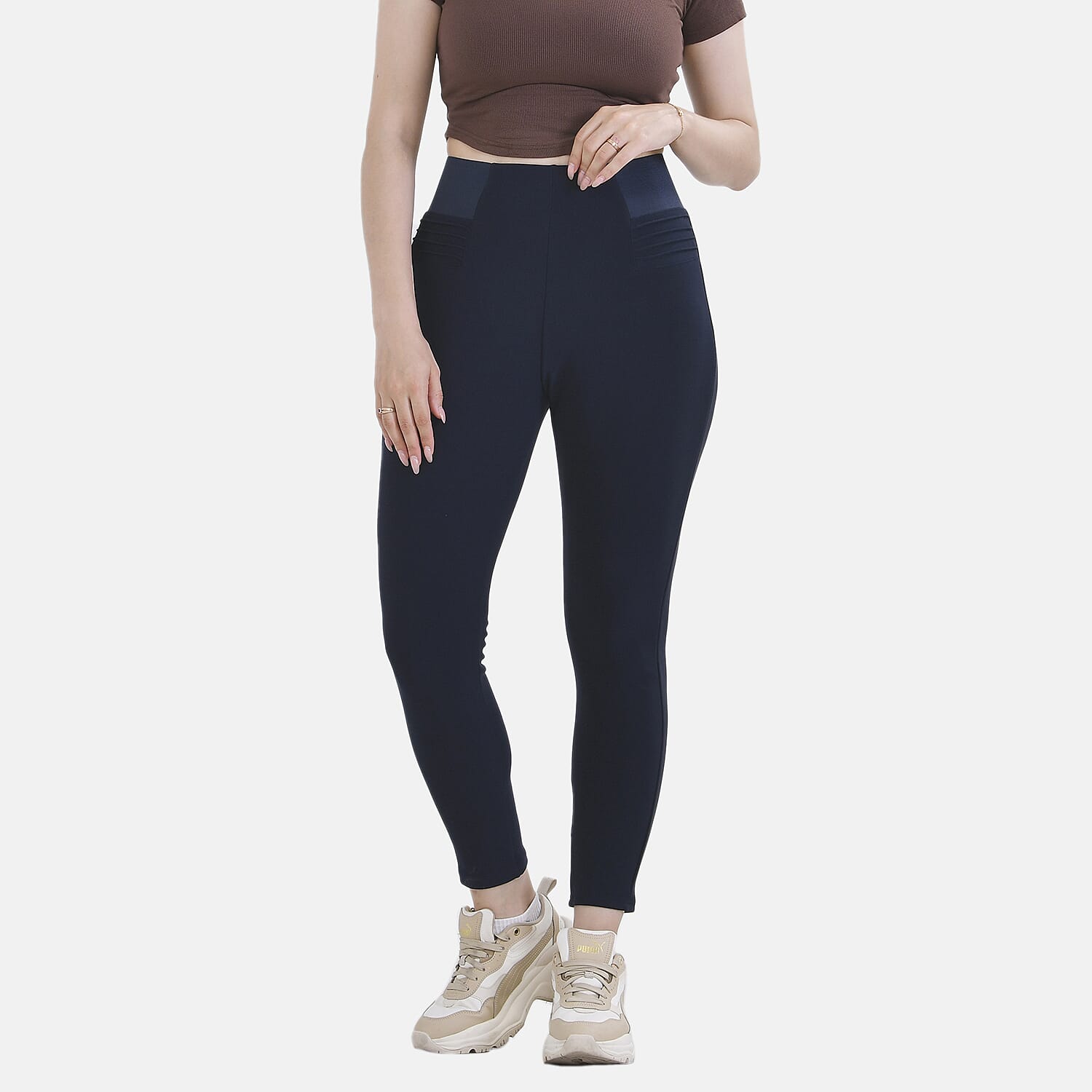 La Marey Polyester Solid Jean and Pant-Trouser (Size 67x1 cm) - Navy & Black
