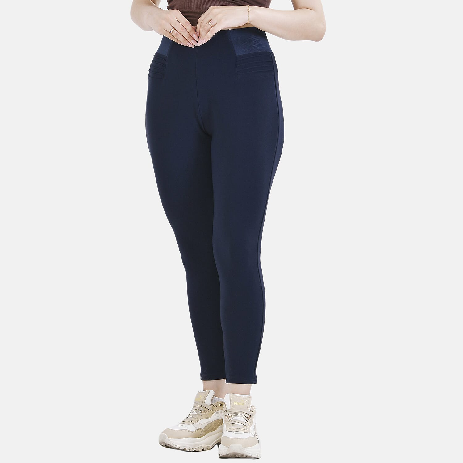 La Marey Polyester Solid Jean and Pant-Trouser (Size 67x1 cm) - Navy & Black