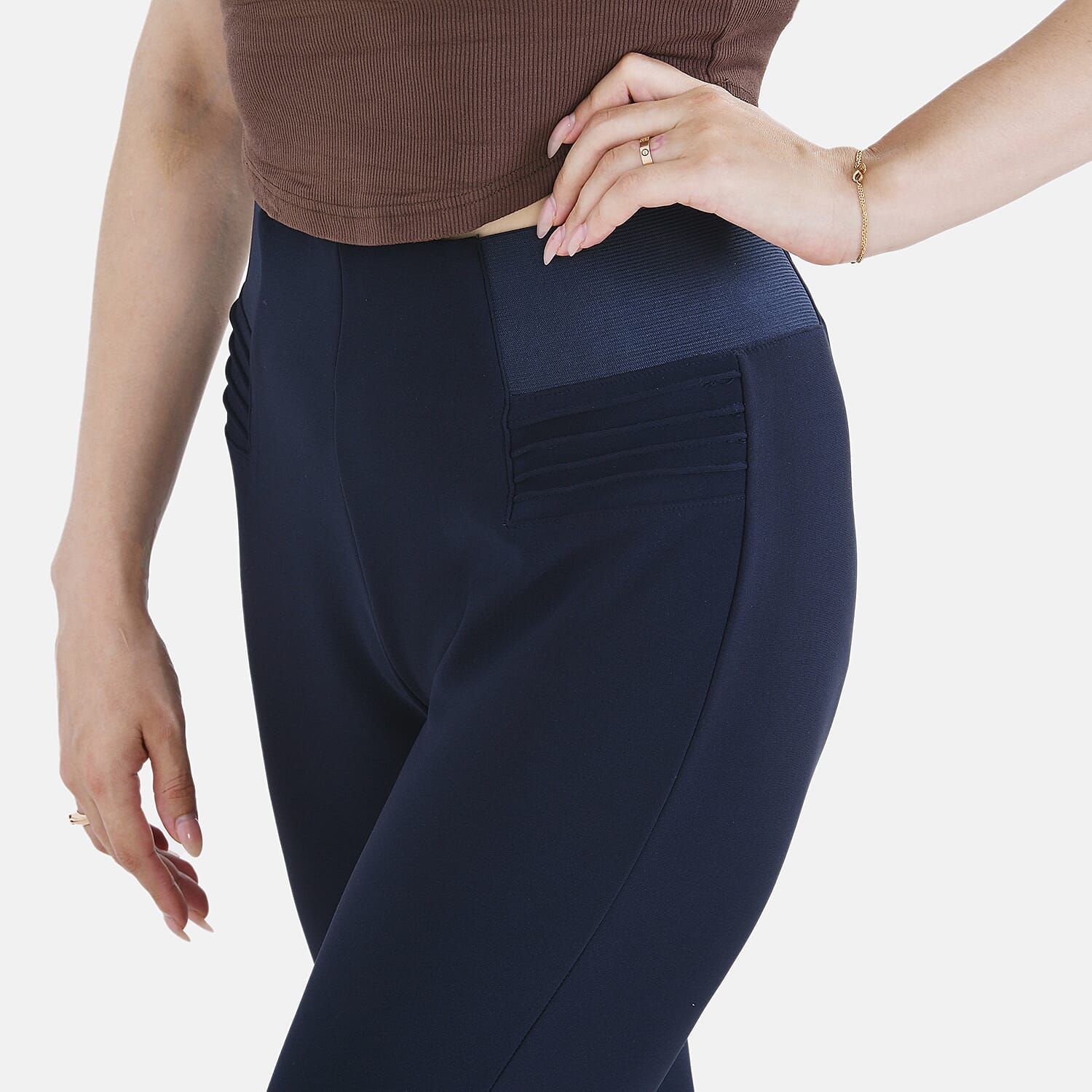 La Marey Polyester Solid Jean and Pant-Trouser (Size 67x1 cm) - Navy & Black