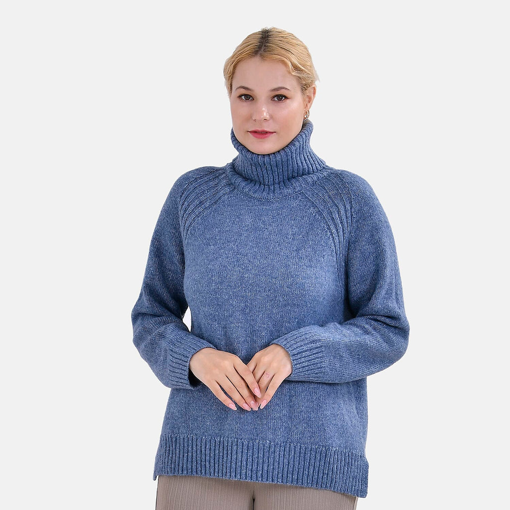 La Marey Roll Neck Solid Jumper (Size XXL) - Blue