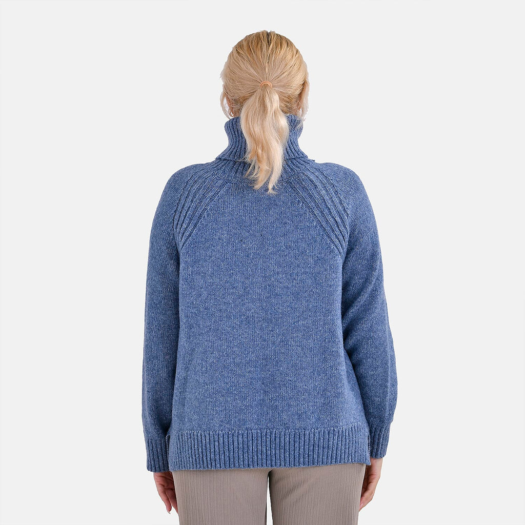 La Marey Roll Neck Solid Jumper (Size XXL) - Blue