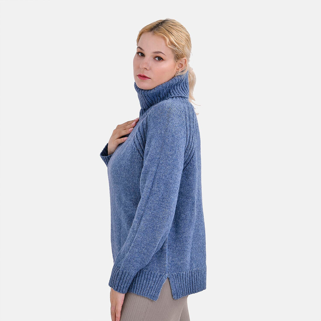 La Marey Roll Neck Solid Jumper (Size XXL) - Blue