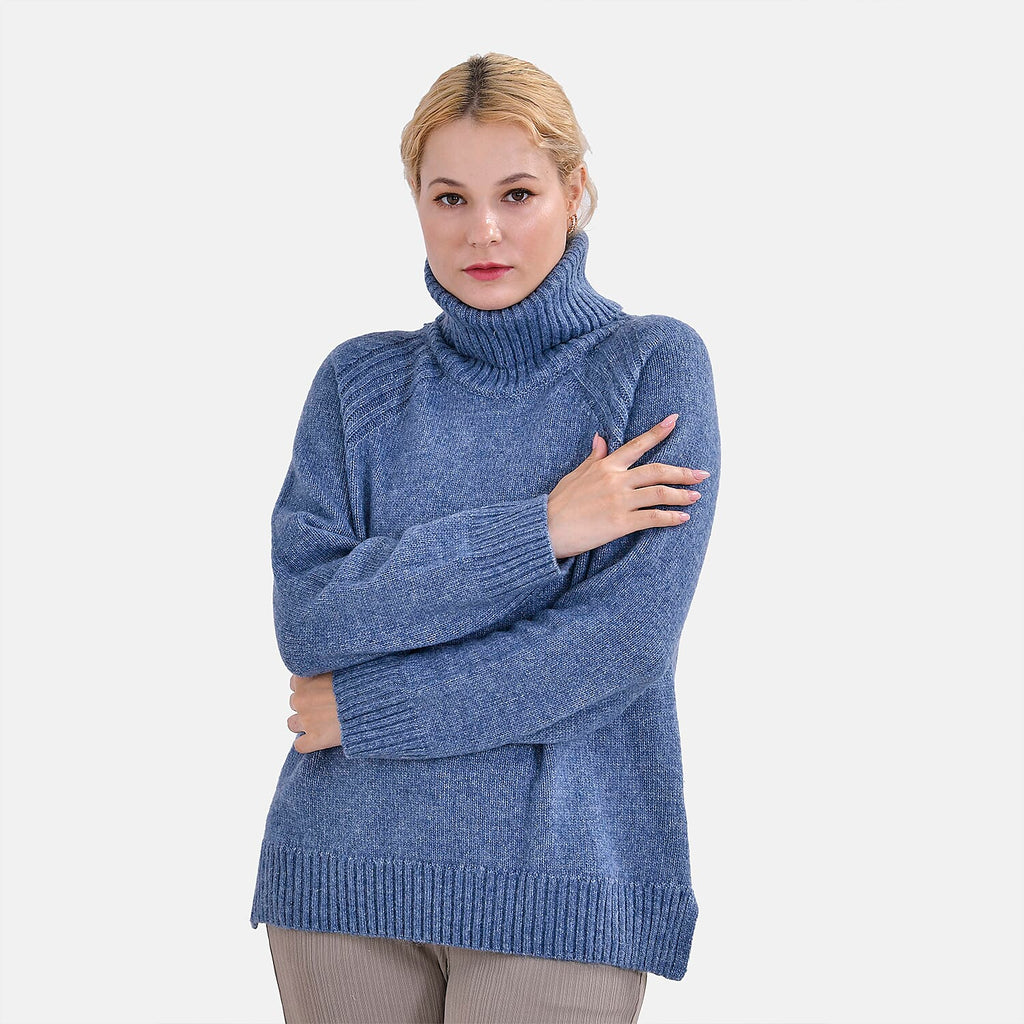 La Marey Roll Neck Solid Jumper (Size XXL) - Blue