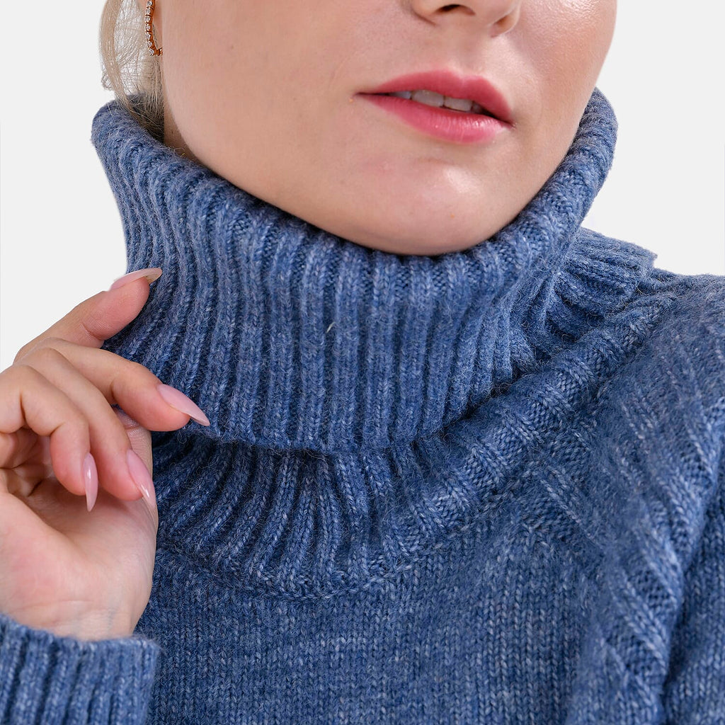 La Marey Roll Neck Solid Jumper (Size XXL) - Blue