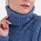 La Marey Roll Neck Solid Jumper (Size XXL) - Blue