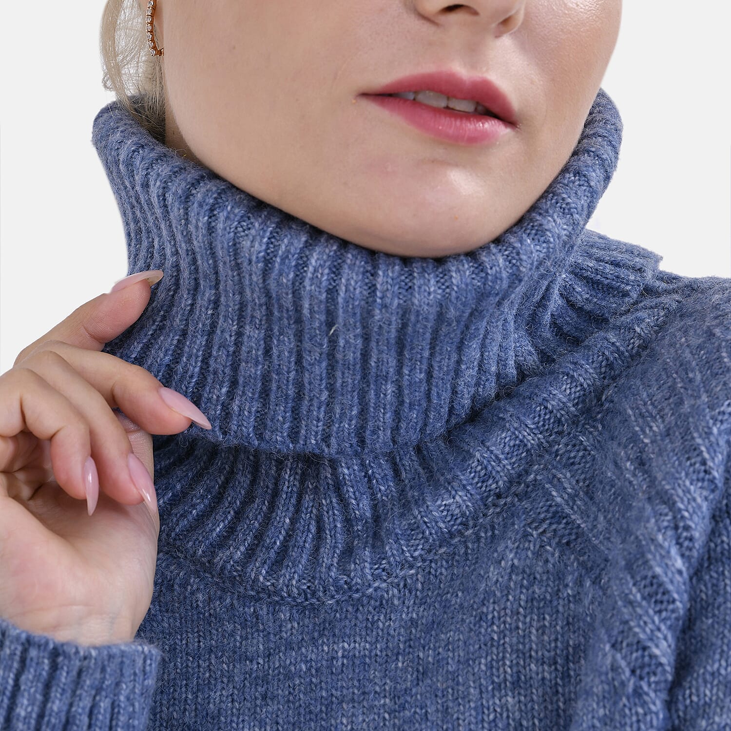 La Marey Roll Neck Solid Jumper (Size XXL) - Blue