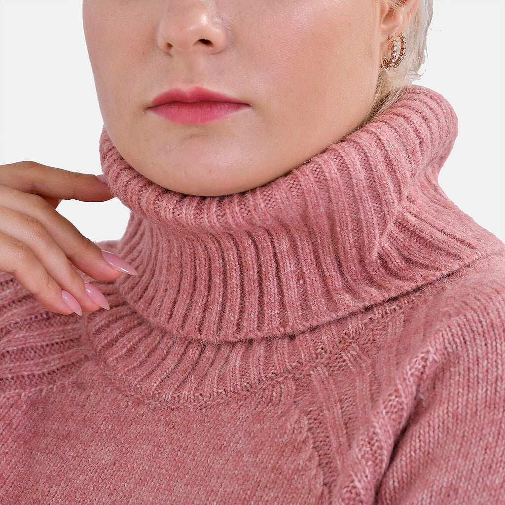 La Marey Roll Neck Solid Jumper (Size XXL) - Dusty Pink Color