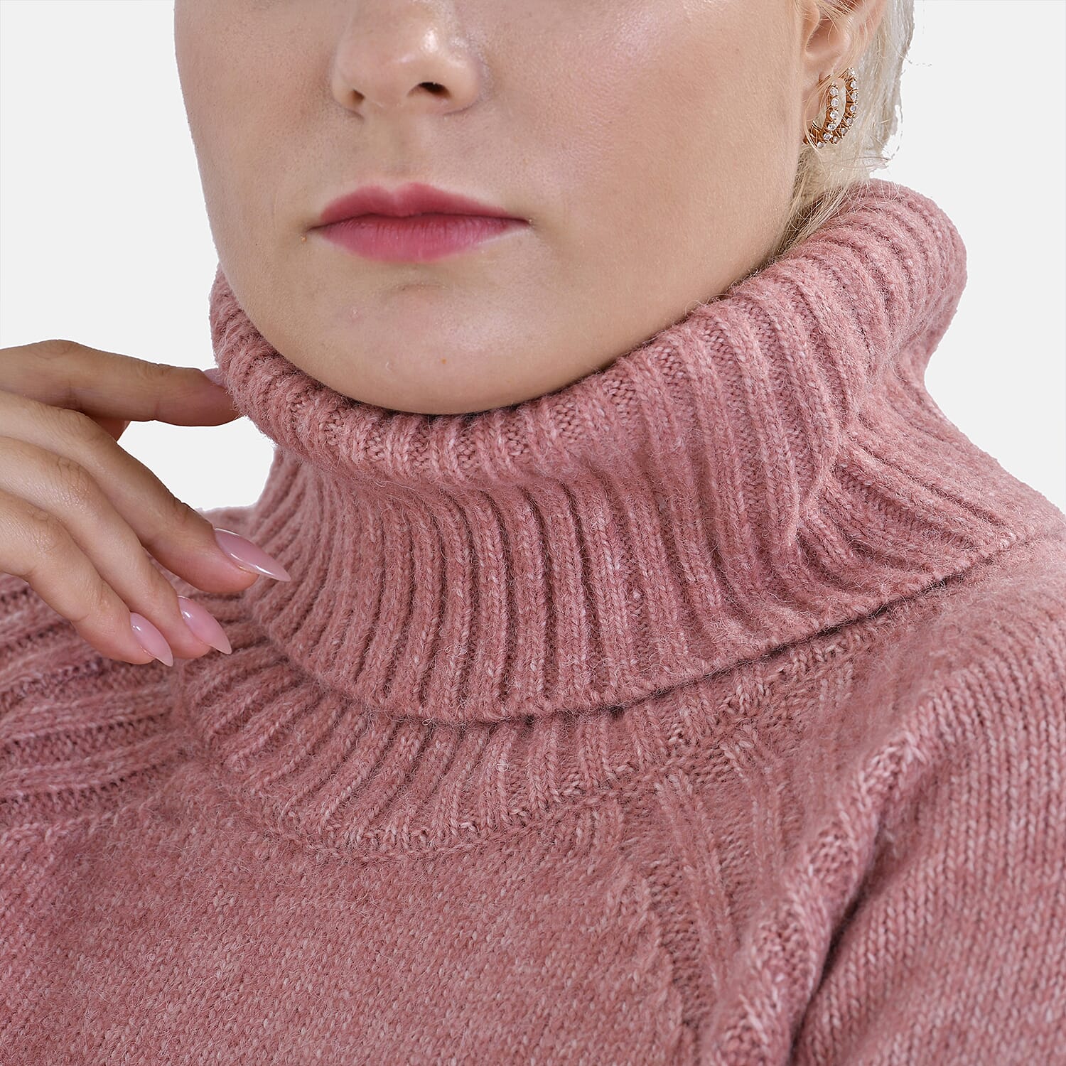 La Marey Roll Neck Solid Jumper (Size XXL) - Dusty Pink Color
