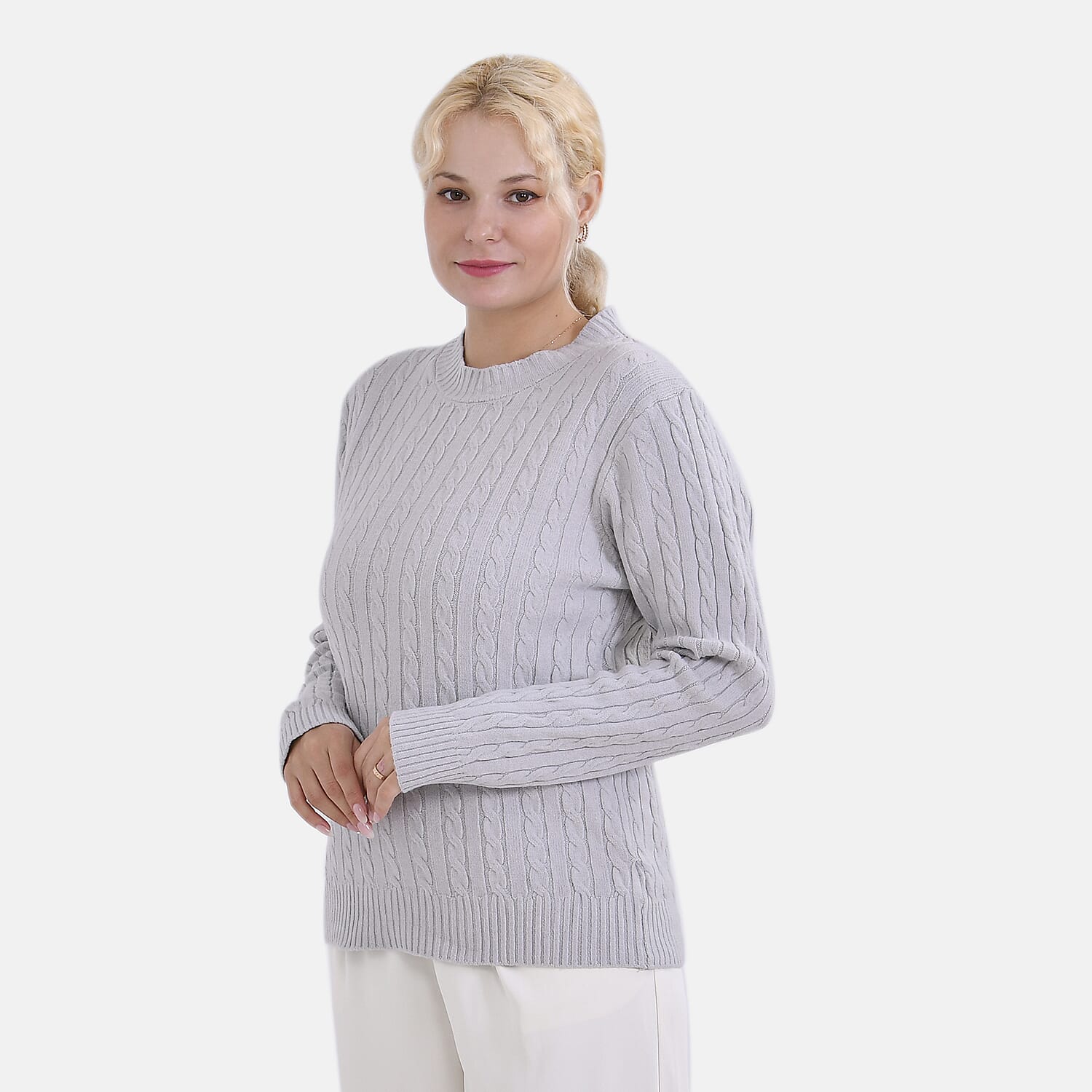La Marey Cotton Blend Round Neck Jumper (Size S-M) - Grey