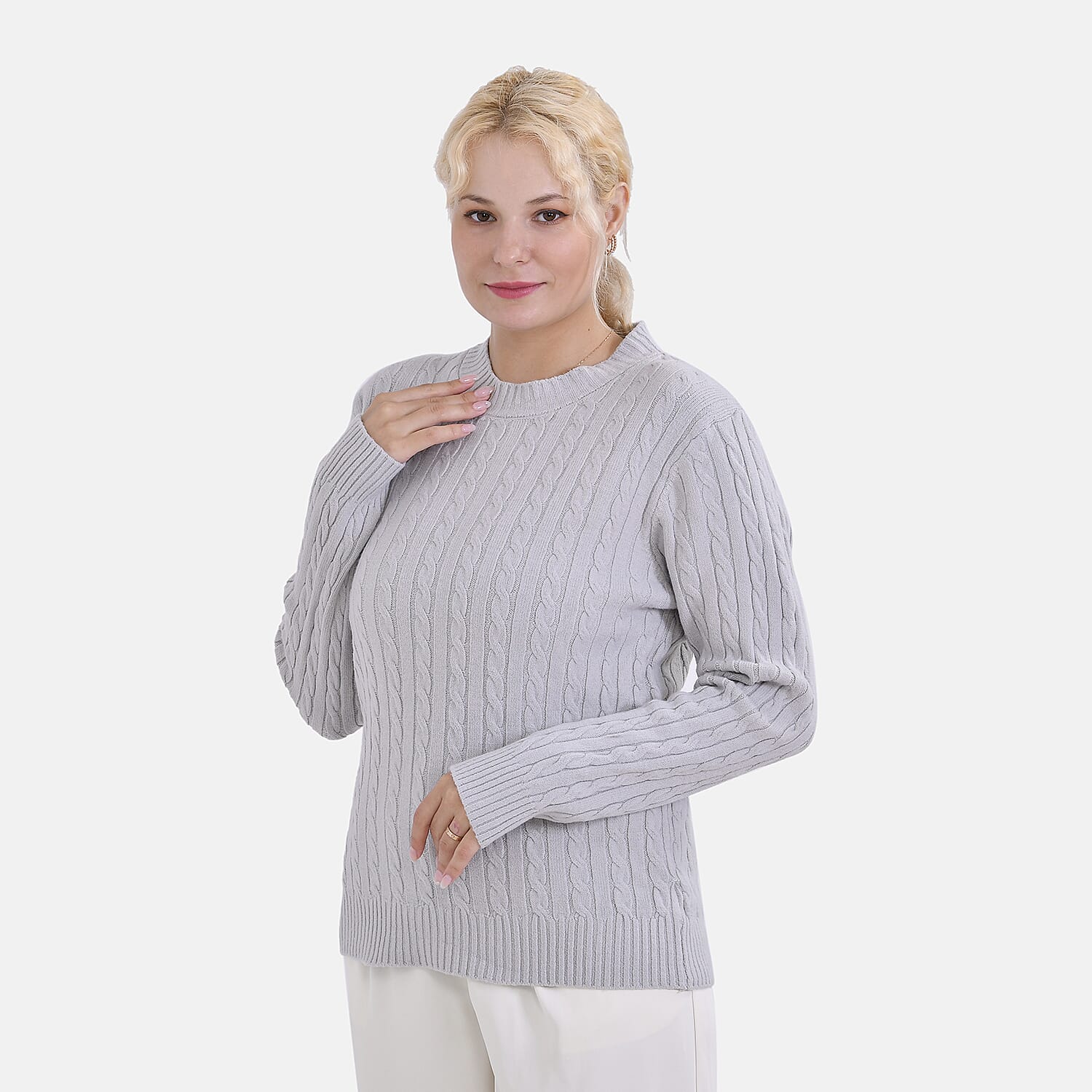 La Marey Cotton Blend Round Neck Jumper (Size S-M) - Grey