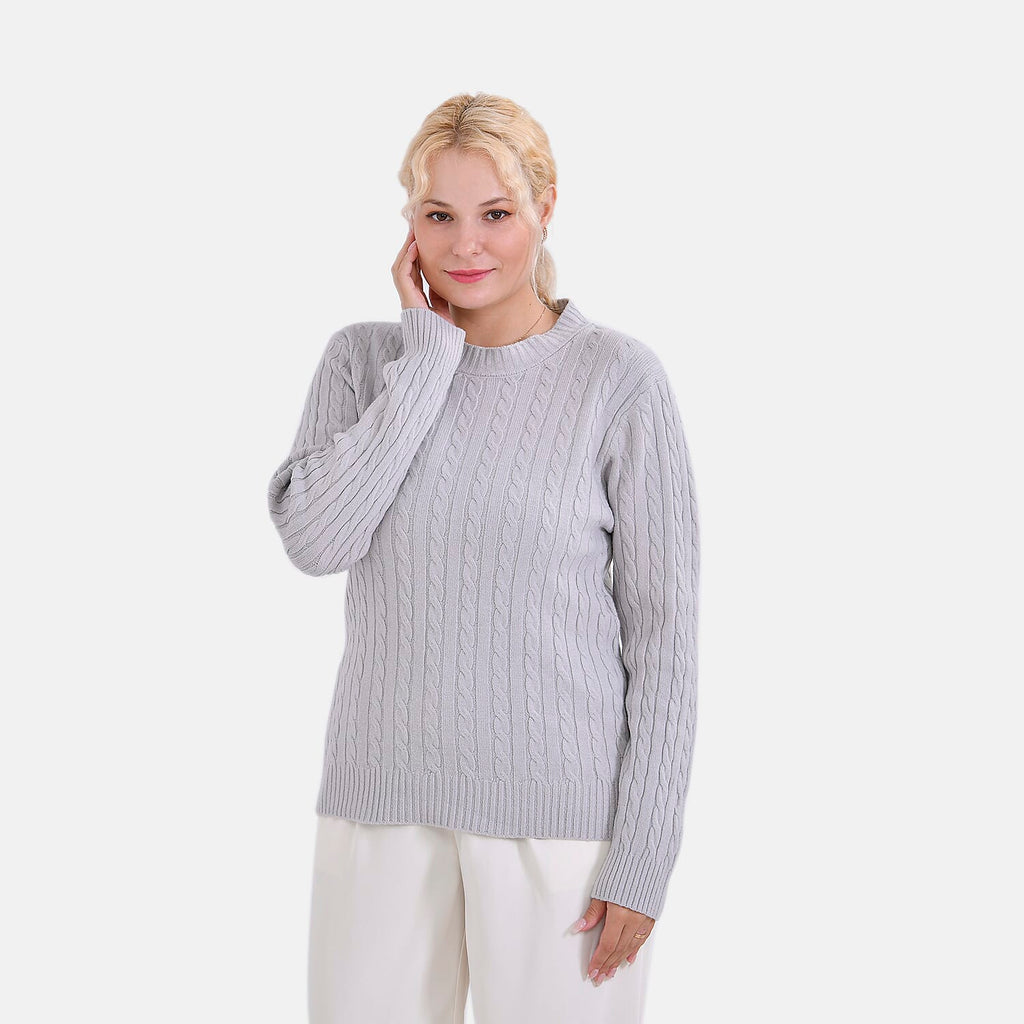 La Marey Cotton Blend Round Neck Jumper (Size S-M) - Grey