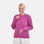 La Marey Cotton Blend Round Neck Jumper (Size S-M) - Purple
