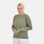 La Marey Cotton Blend Round Neck Jumper (Size L-XL) - Green