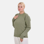 La Marey Cotton Blend Round Neck Jumper (Size L-XL) - Green