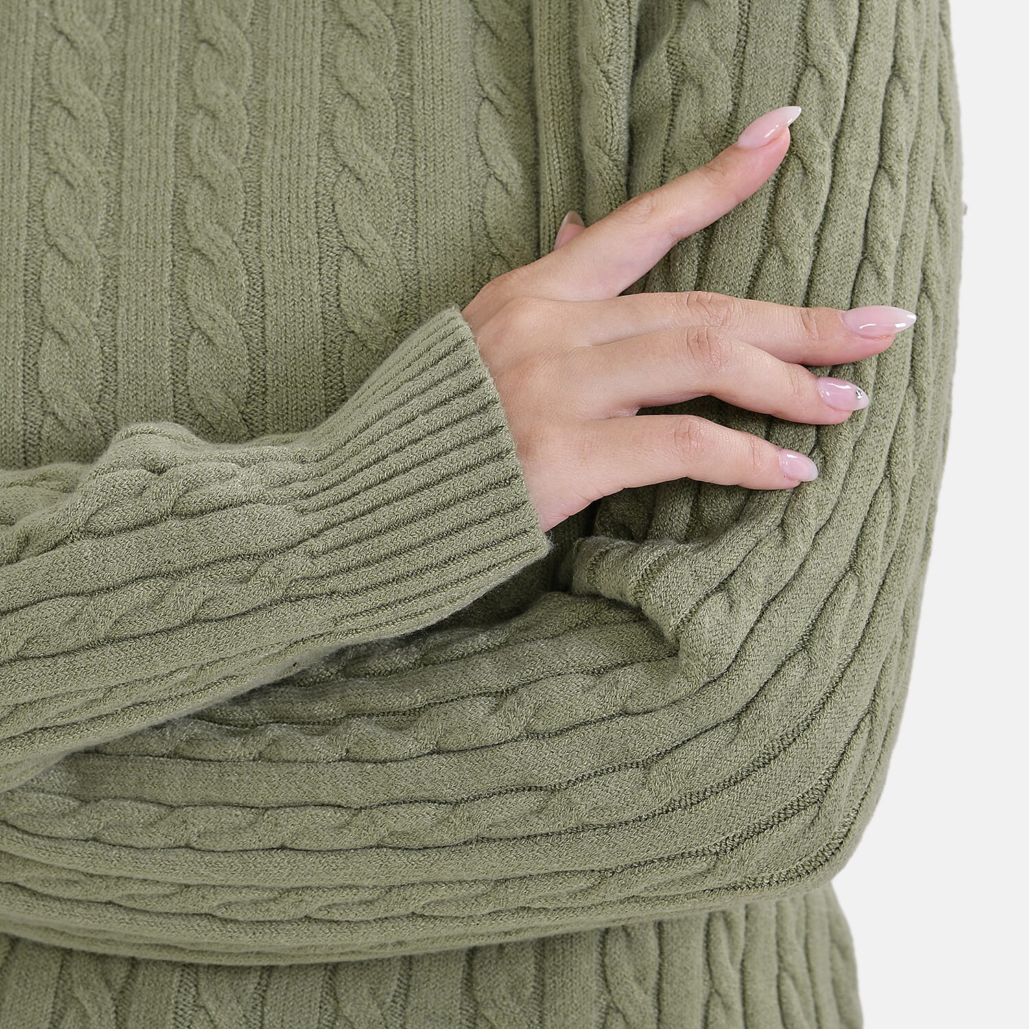 La Marey Cotton Blend Round Neck Jumper (Size L-XL) - Green