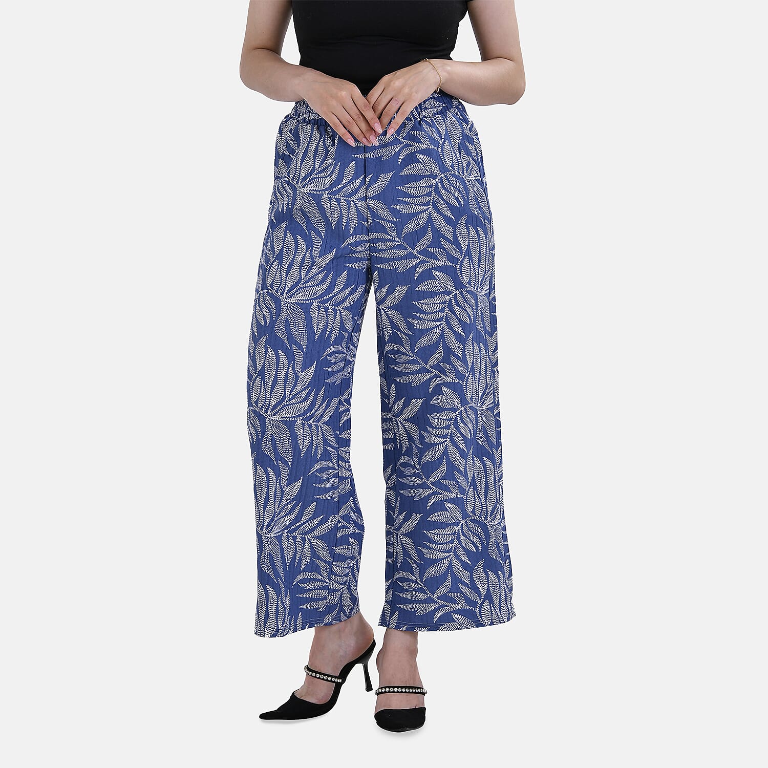 La Marey Polyester Swirl Jean and Pant-Trouser (Size XL) - Blue