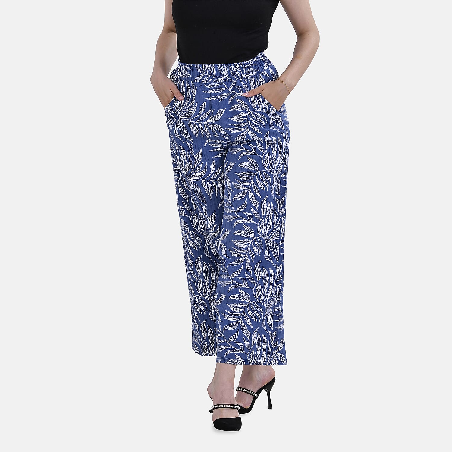La Marey Polyester Swirl Jean and Pant-Trouser (Size XL) - Blue