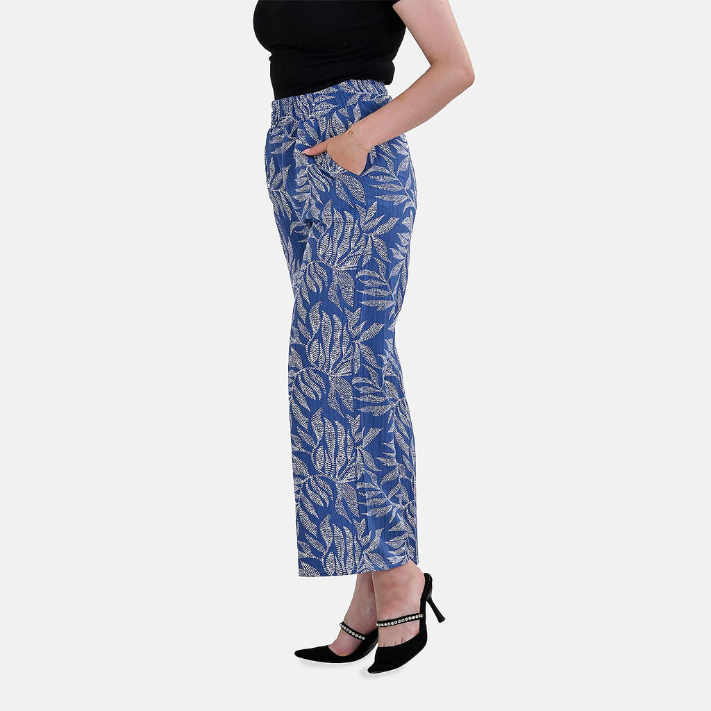 La Marey Polyester Swirl Jean and Pant-Trouser (Size XL) - Blue
